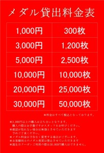 メダル料金