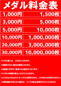 メダル料金